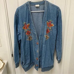 Vintage Alexa Em Denim Cardigan Jacket Embellished Embroidery Taylor Swift vibes